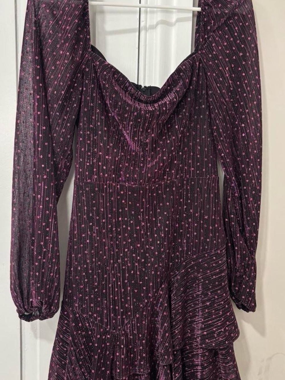 Macy's Plum Midi Dress with Pink Dot Print